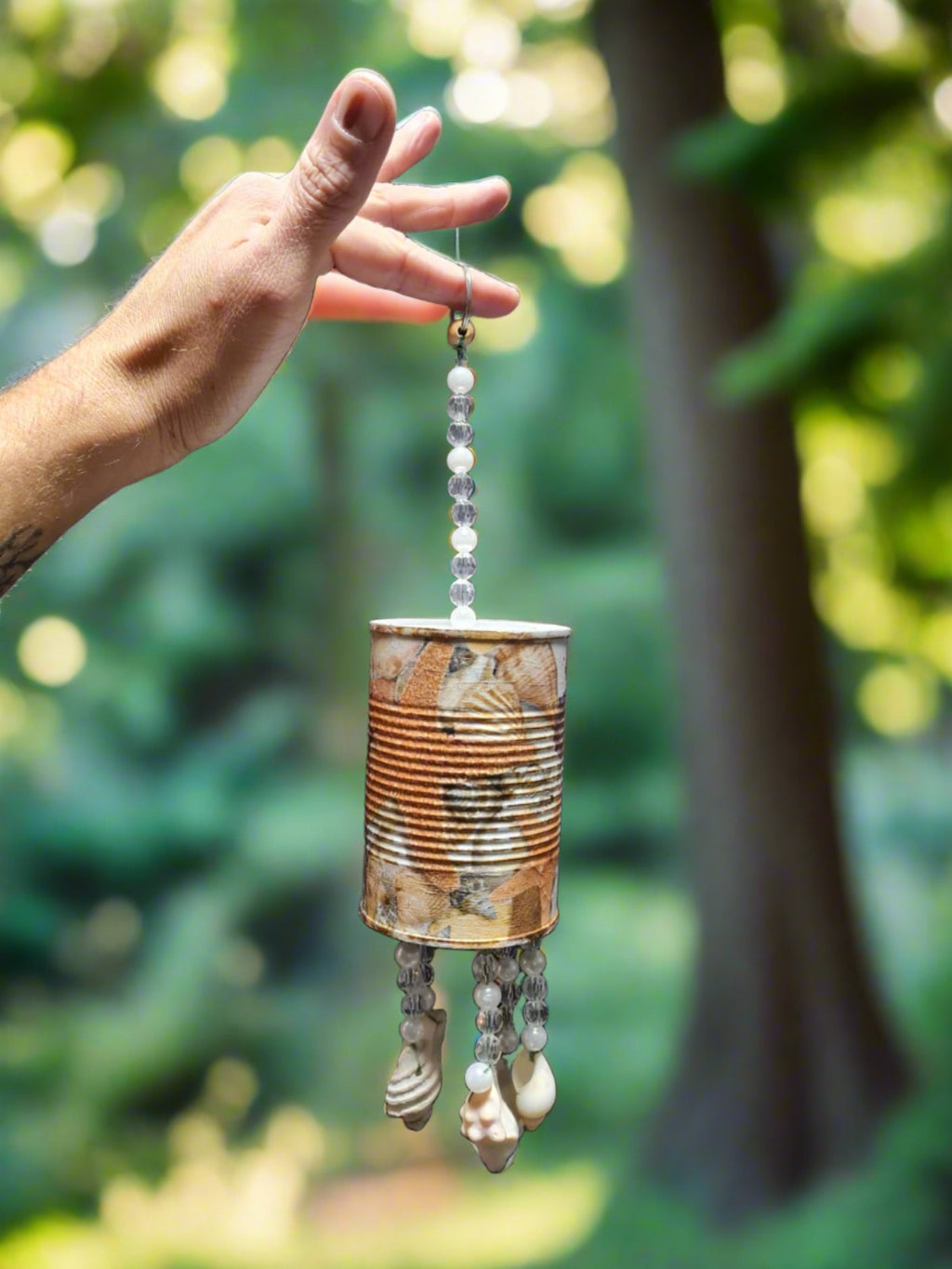 Decoupage wind chime seashell theme