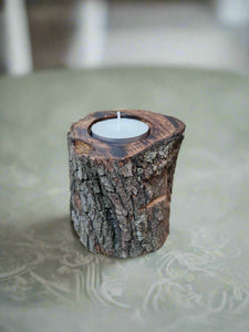 Log candle holder